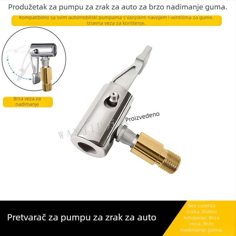 Automobilska zračna pumpa može se ispuhati, produžna cijev za brzi zrak, produžetak cijevi za zrak, bakrena ručka za zaključavanje, bez propuštanja zraka