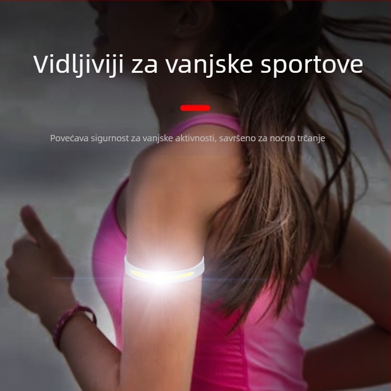 Vodootporno punjivo prijenosno noćno svjetlo za trčanje za ruku i gležanj, vanjsko noćno svjetlo za ribolov, biciklističko svjetlo za dugotrajno upozoravanje