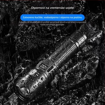 Prekogranična višenamjenska plastična svjetiljka, super dugog dometa, vanjska jaka svjetiljka, zumiranje, digitalni zaslon, punjenje, P50 svjetiljka