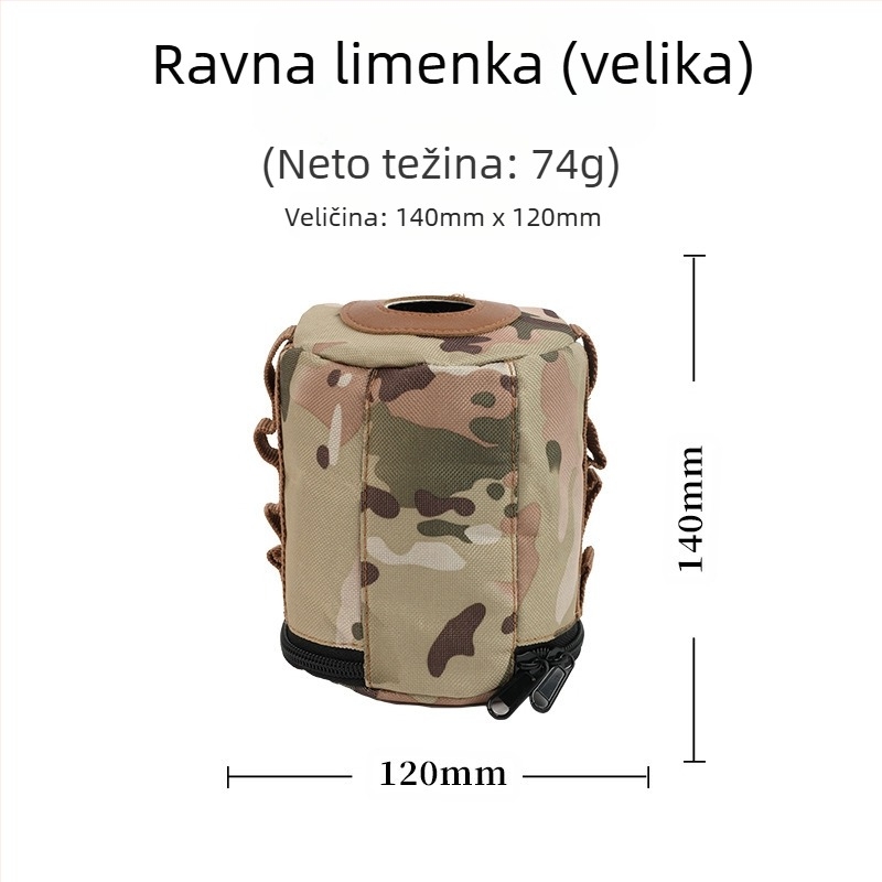 Vanjski kamp, kamp-štedilnik s karticama, vrećica protiv pada, vrećica za alpski spremnik plina, duga ravna vrećica za pohranu spremnika plina, zaštitna navlaka