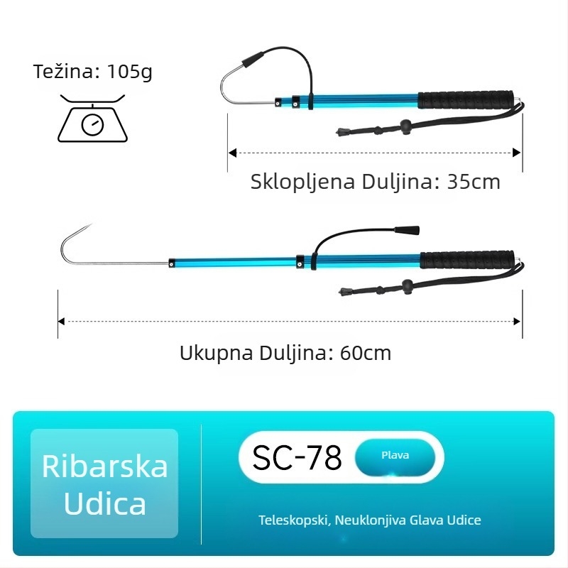 Sanle aluminijska legura sklopiva udica za ribu sidro udica za ribu morski ribolov brod za ribolov na ledu teleskopska kontrola oprema za glačanje ribe