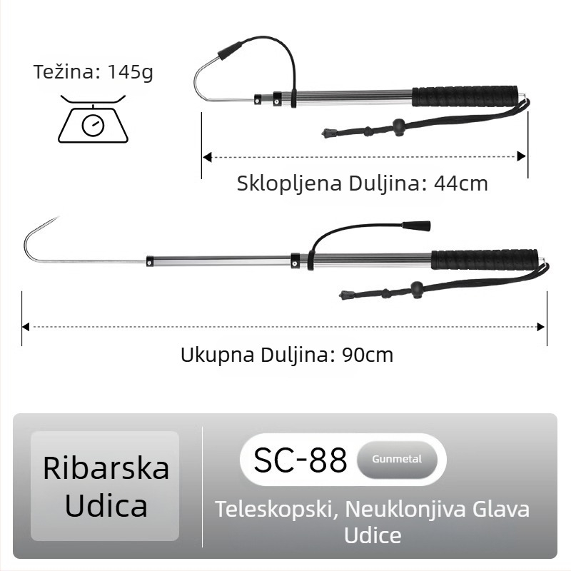Sanle aluminijska legura sklopiva udica za ribu sidro udica za ribu morski ribolov brod za ribolov na ledu teleskopska kontrola oprema za glačanje ribe