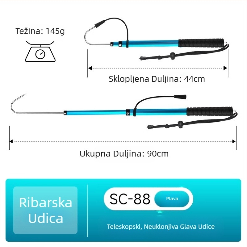 Sanle aluminijska legura sklopiva udica za ribu sidro udica za ribu morski ribolov brod za ribolov na ledu teleskopska kontrola oprema za glačanje ribe