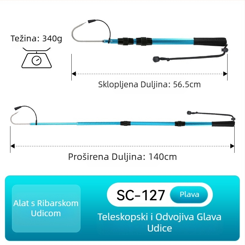 Sanle aluminijska legura sklopiva udica za ribu sidro udica za ribu morski ribolov brod za ribolov na ledu teleskopska kontrola oprema za glačanje ribe