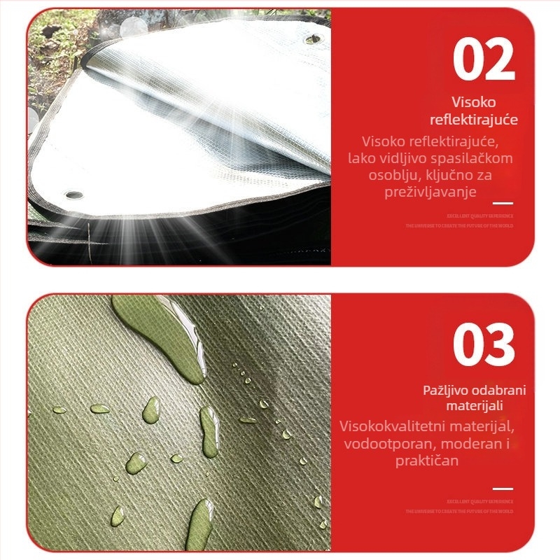 Vanjski planinski izolacijski šator, podna prostirka, netkana deka za hitne slučajeve, aluminijska folija, deka za hitne slučajeve, nebeska zavjesa za piknik, deka za hitne slučajeve spašavanja
