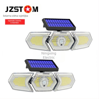 Solarna lampa Kućanska vrtna lampa 254Led Nova ruralna vanjska lampa velike snage, reflektor, zidna lampa sa senzorom ljudskog tijela