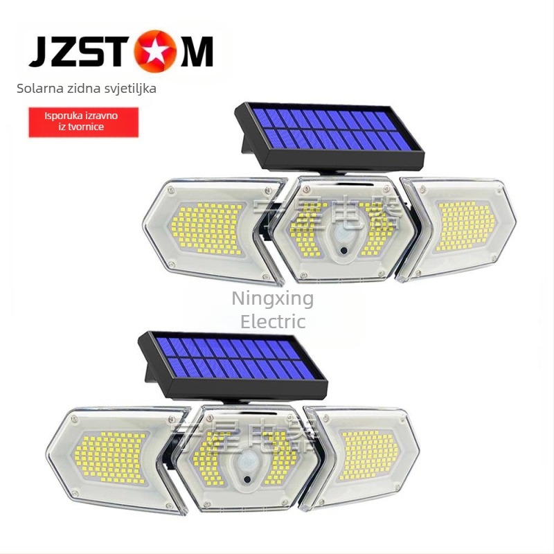 Solarna lampa Kućanska vrtna lampa 254Led Nova ruralna vanjska lampa velike snage, reflektor, zidna lampa sa senzorom ljudskog tijela