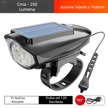 Svjetiljka za bicikl, solarna lampa za trubu, USB punjiva svjetiljka za prednje svjetlo, solarna lampa za bicikl