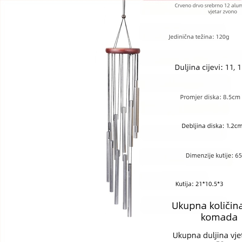 Metalni vjetrenjačasti privjesak s 12 cijevi, aluminijska cijev, kućni privjesak za balkon, prekogranični prigodni poklon, veleprodaja zvona