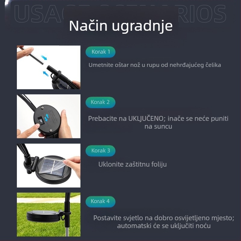 Solarna svjetiljka Firefly, vrtna krajobrazna svjetiljka, prekogranična vrtna atmosferska svjetiljka, nova vanjska svjetiljka za travnjak, ljuljačka