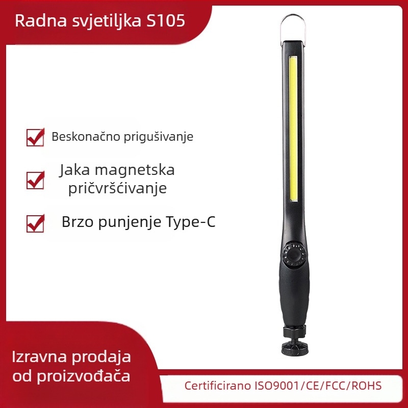Punjiva viseća svjetiljka s magnetom, fiksna za popravak strojeva, bezelektrodna, zatamnjivana, mobilna radna svjetiljka