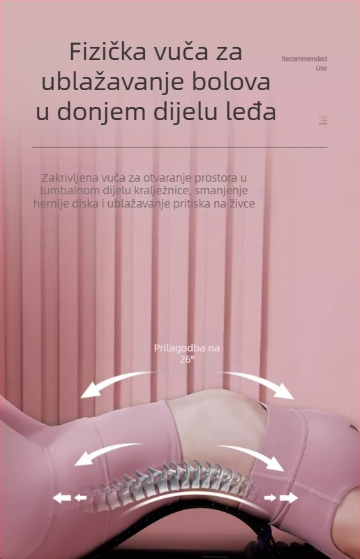 Ružičasti lumbalni umirujući aparat za istezanje lumbalne trakcije, korekcija kralježnice, masaža leđa, artefaktna potpora kralježnici, vježba
