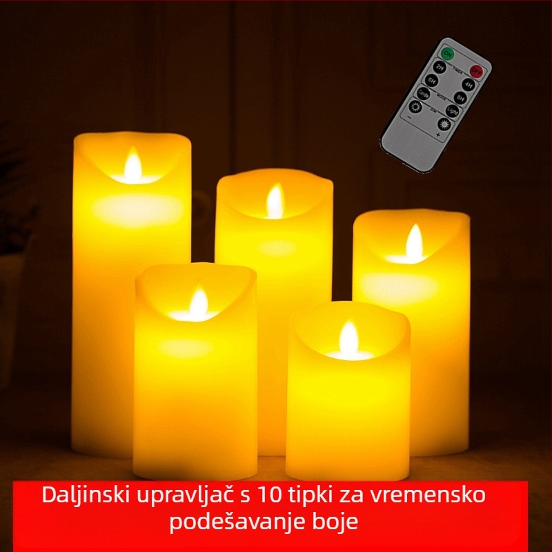 LED elektronička svijeća, punjenje, daljinski upravljač, scenarij za ubijanje vukodlaka, rekviziti za simulaciju atmosfere, parafinski plamen, vjenčanje i rođendan