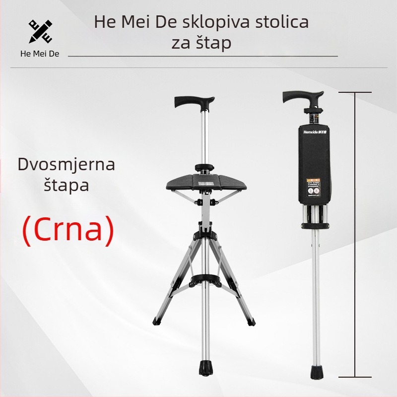 Hemeide stolica sa štakama, sklopiva stolica sa štakama na jedan klik, višenamjenska neklizajuća stolica, sklopiva stolica sa štakama za starije osobe