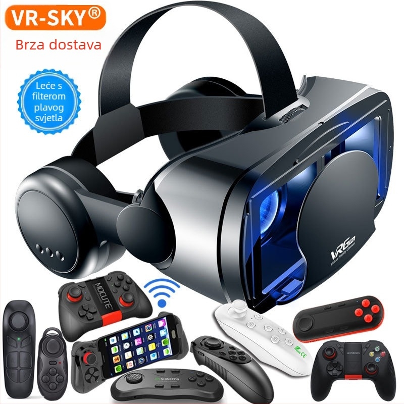 Prekogranični izbor VRGPro VR naočala, plave zaštite za oči, novih velikih slušalica, kaciga za virtualnu stvarnost za mobilne telefone, 3D VR