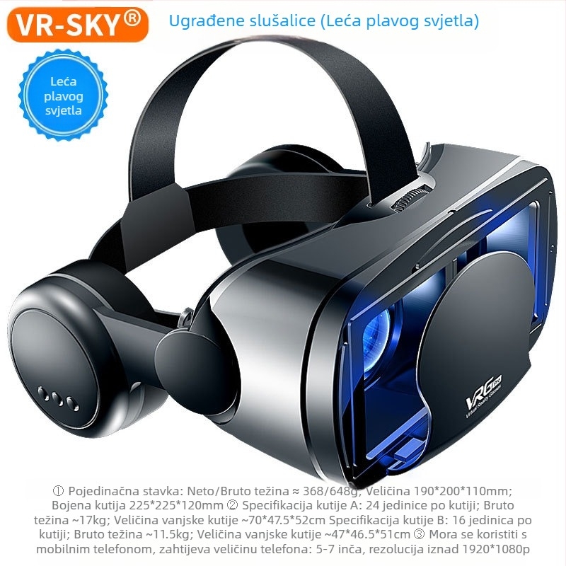 Prekogranični izbor VRGPro VR naočala, plave zaštite za oči, novih velikih slušalica, kaciga za virtualnu stvarnost za mobilne telefone, 3D VR