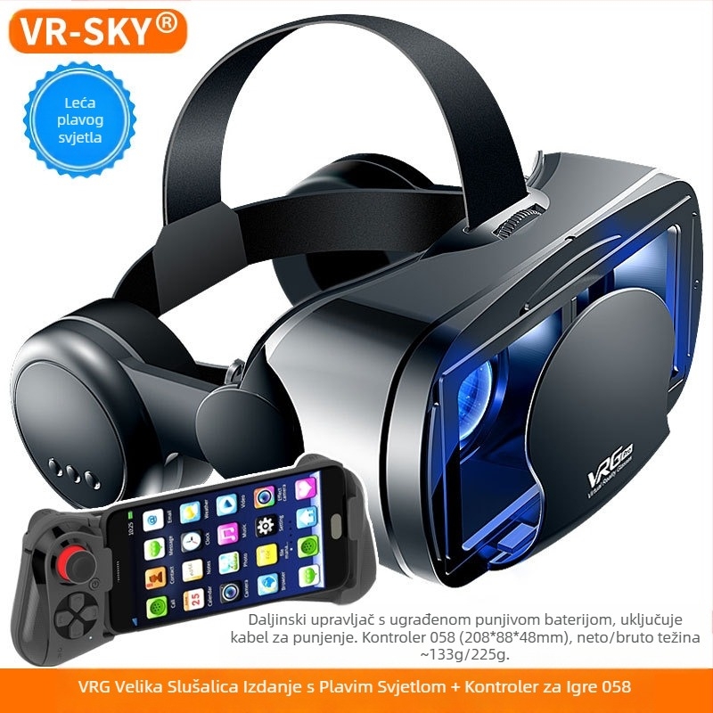 Prekogranični izbor VRGPro VR naočala, plave zaštite za oči, novih velikih slušalica, kaciga za virtualnu stvarnost za mobilne telefone, 3D VR