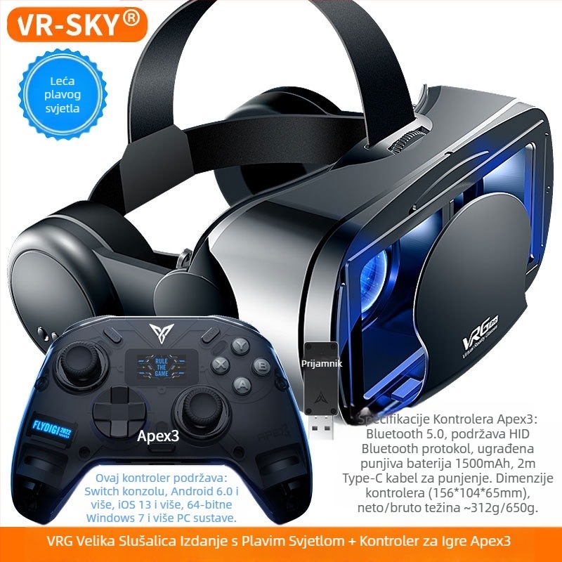 Prekogranični izbor VRGPro VR naočala, plave zaštite za oči, novih velikih slušalica, kaciga za virtualnu stvarnost za mobilne telefone, 3D VR
