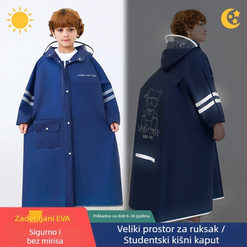Dječja kabanica za učenike nižih razreda srednje škole, osnovnoškolce, mušku djecu srednje škole od 6 do 18 godina, školska torba za cijelo tijelo, zaštita od kiše, posebna podnošljiva