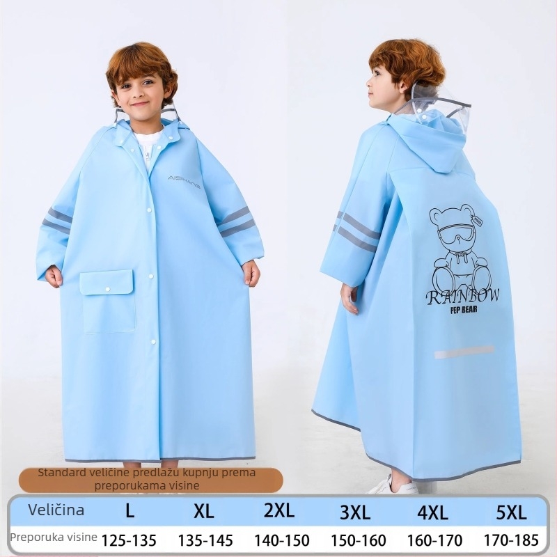 Dječja kabanica za učenike nižih razreda srednje škole, osnovnoškolce, mušku djecu srednje škole od 6 do 18 godina, školska torba za cijelo tijelo, zaštita od kiše, posebna podnošljiva