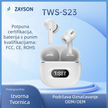 Tvorničke Tws prekogranične privatne model S23 bežične Bluetooth 5.3 slušalice s digitalnim zaslonom, stereo smanjenjem buke i dobrom kvalitetom zvuka
