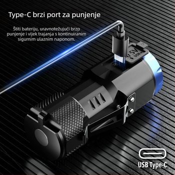 Mini svjetiljka, snažno svjetlo, višenamjenska, prijenosna vanjska, dugog dometa, punjiva, dugotrajna, LED, magnetska, usisna, mala, cob