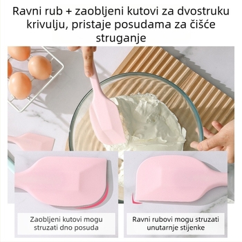 Silikonska strugalica na zalihi, silikonska otporna na visoke temperature, lopatica za struganje kreme za torte, kućanski integrirani alat za pečenje
