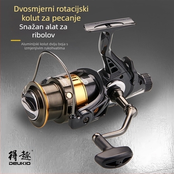 Zabavni dvostruki istovar kotača za predenje, puna metalna žica, šalica za ribolov, prednji i stražnji kotač za ispuštanje kočnice, sila za ribolov, knjižnica, kotač za ribolov šarana, veleprodaja