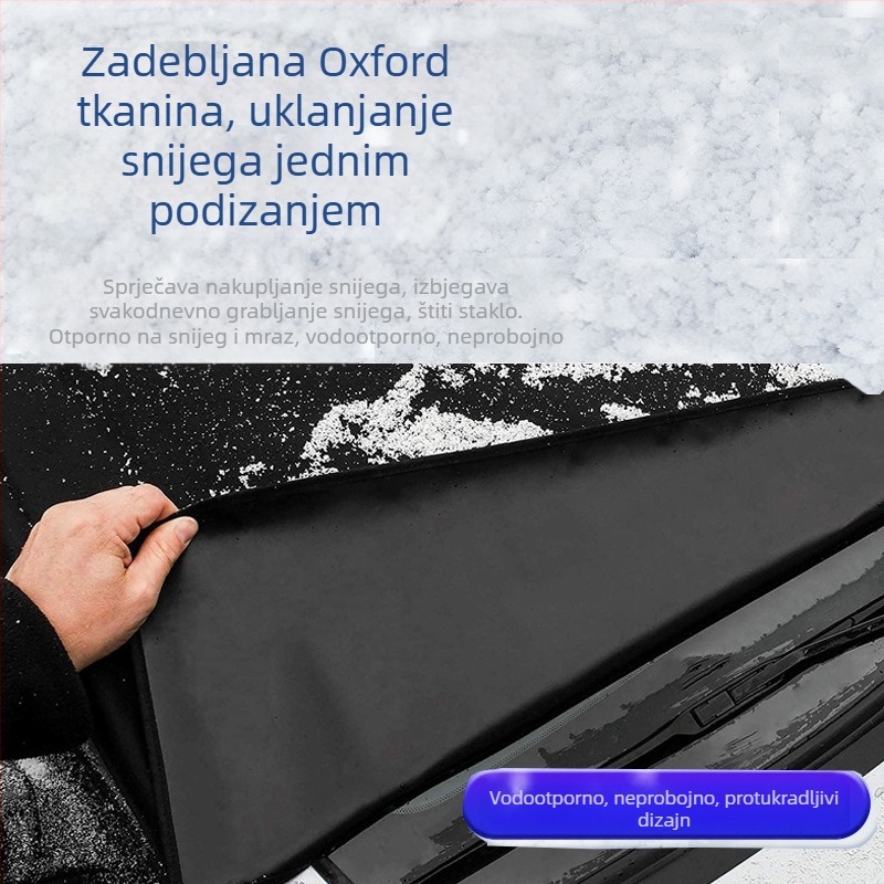 Navlaka za snijeg za automobil, protiv snijega i mraza, vodootporna protiv opalog lišća, prednja navlaka od zadebljane oxfordske tkanine za krov i zaštitu od smrzavanja za zimu