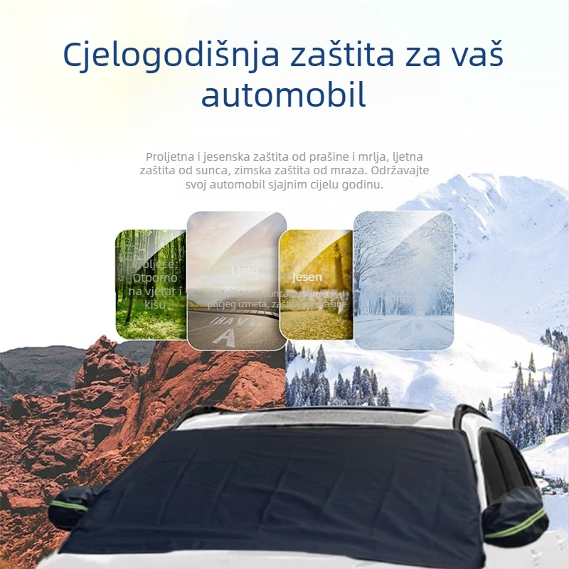 Navlaka za snijeg za automobil, protiv snijega i mraza, vodootporna protiv opalog lišća, prednja navlaka od zadebljane oxfordske tkanine za krov i zaštitu od smrzavanja za zimu