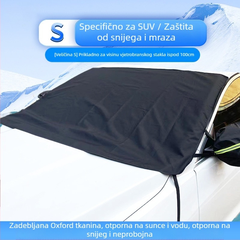 Navlaka za snijeg za automobil, protiv snijega i mraza, vodootporna protiv opalog lišća, prednja navlaka od zadebljane oxfordske tkanine za krov i zaštitu od smrzavanja za zimu