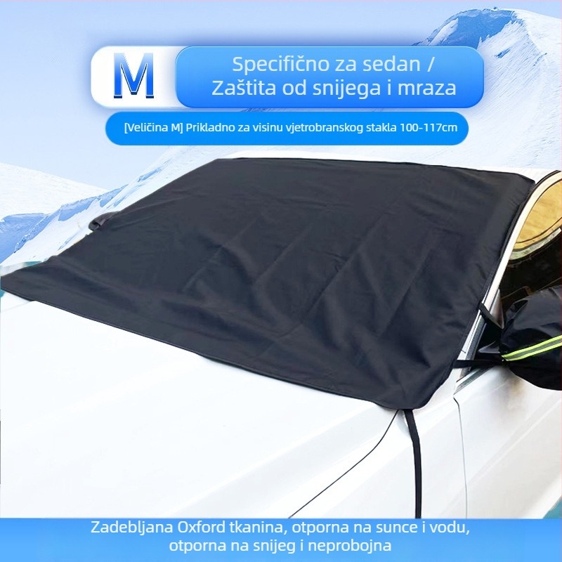 Navlaka za snijeg za automobil, protiv snijega i mraza, vodootporna protiv opalog lišća, prednja navlaka od zadebljane oxfordske tkanine za krov i zaštitu od smrzavanja za zimu