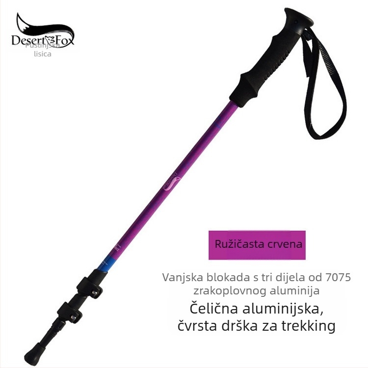 Štap za planinarenje od aluminijske legure, profesionalni vanjski brava, ultralaki 7075 sklopivi uvlačivi vanjski štap za hodanje i penjanje