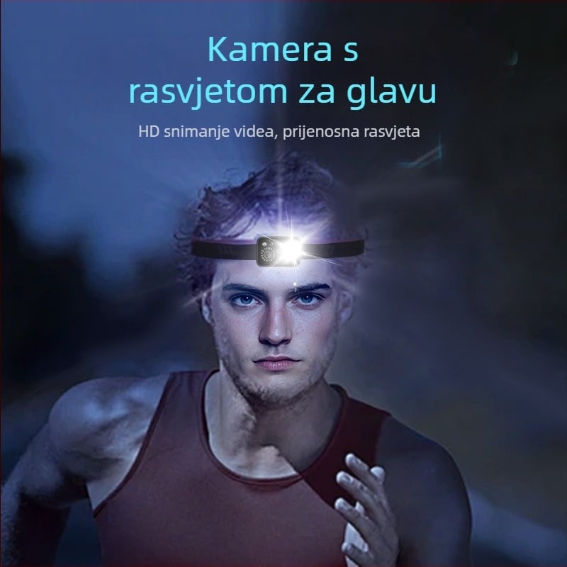 D7 Kamera za montažu na glavu, LED prednja svjetla, snimač za pregled, vanjska biciklistička sportska kamera, pogled iz prvog lica