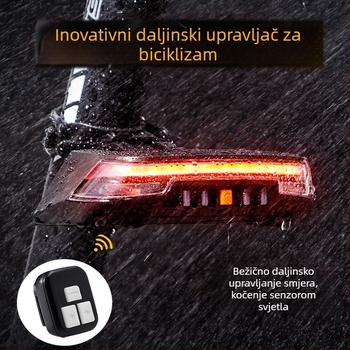 Pametno stražnje svjetlo kočnice za bicikl, bežični daljinski upravljač, upravljanje svjetlima volana, indukcija, USB punjenje, COB svjetlo upozorenja za bicikl