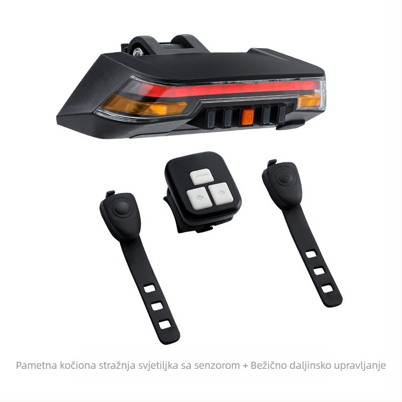 Pametno stražnje svjetlo kočnice za bicikl, bežični daljinski upravljač, upravljanje svjetlima volana, indukcija, USB punjenje, COB svjetlo upozorenja za bicikl