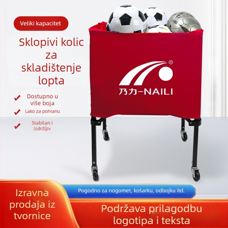 Tvornica aluminijskih kolica za košarku, kolica za pohranu lopti, sklopiva prijenosna kolica za unutarnji i vanjski trening