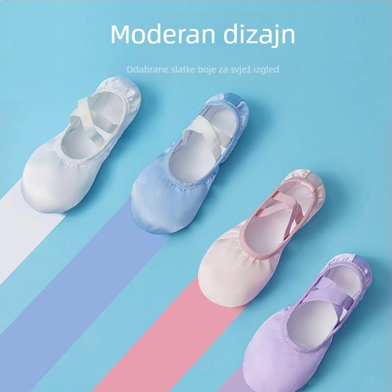 Dječje plesne cipele za žene, mekani potplat, kineske dječje plesne cipele za djevojčice, čiste boje, satenske baletne cipele za vježbanje body plesa