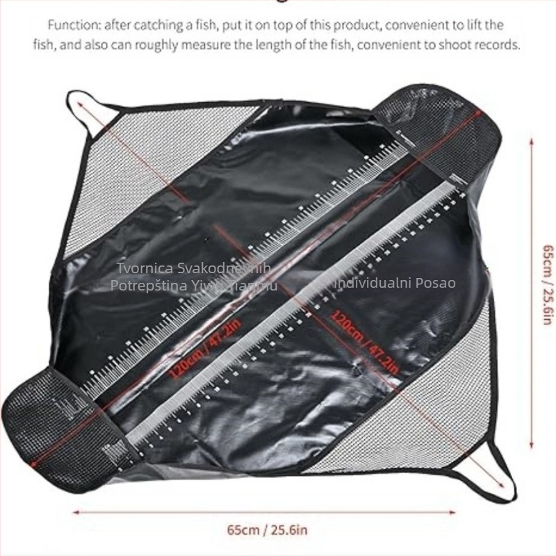 Vreća za ribolov s utezima za prvenstvo u ribolovu, sklopiva remen za prijevoz ribe s utezima i jakom najlonskom ručkom i ravnalom