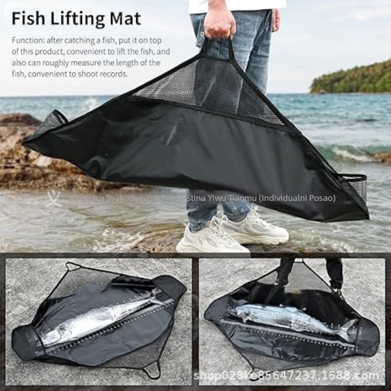 Vreća za ribolov s utezima za prvenstvo u ribolovu, sklopiva remen za prijevoz ribe s utezima i jakom najlonskom ručkom i ravnalom