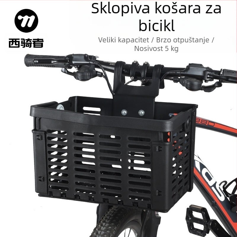 Košara za bicikl West Rider, sklopiva košara, košara s brzim otpuštanjem, polica, prijenosna košara za povrće, pribor za vožnju