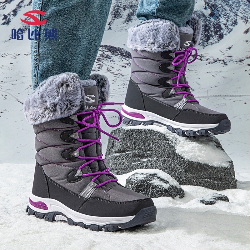 HOBIBEAR zimske čizme za snijeg za odrasle, muške i ženske plišane pamučne čizme, moderne čipkaste skijaške čizme, generacija kose