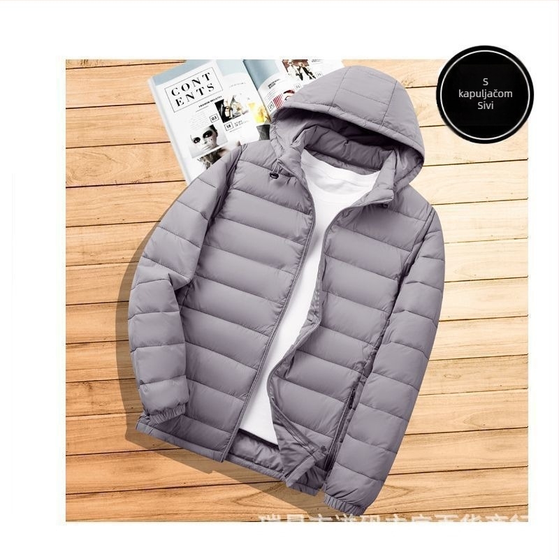 Muška lagana pamučno podstavljena jakna, nova kratka stojeći ovratnik, ležerna topla lagana pamučno podstavljena jakna za jesen i zimu, tanka mala pamučno podstavljena jakna s kapuljačom