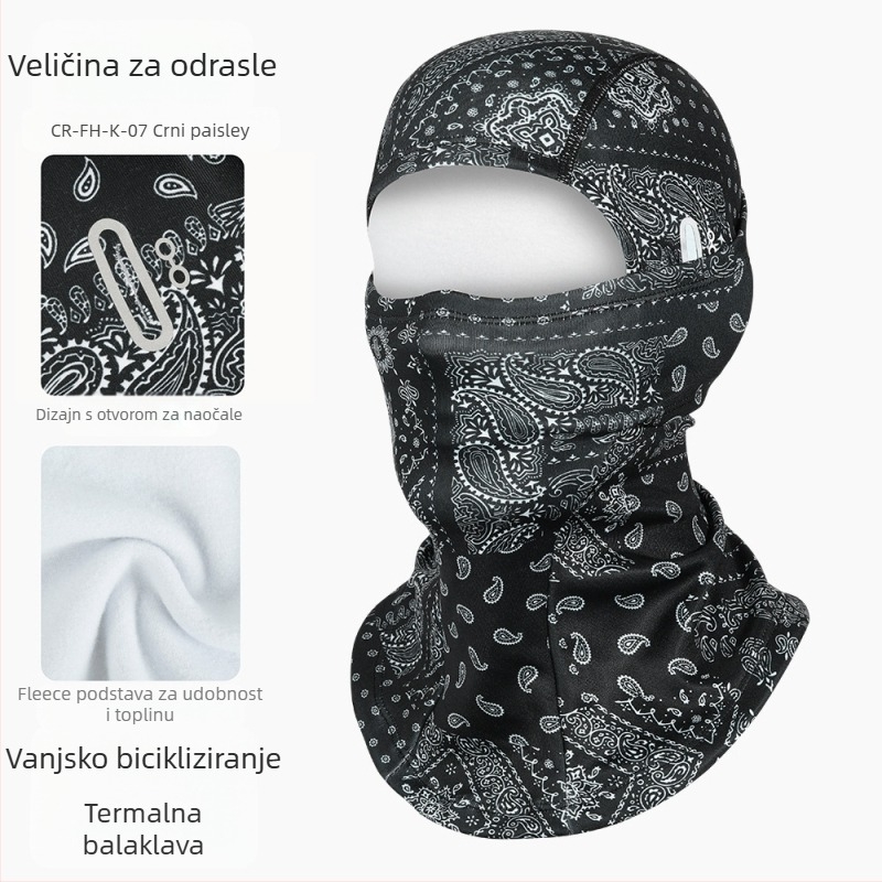 Ruidong prekogranična topla pokrivala za glavu za motocikl, flis kapa za cijelo lice, vjetrootporna i hladnootporna maska za vanjsku upotrebu, šal za zaštitu lica