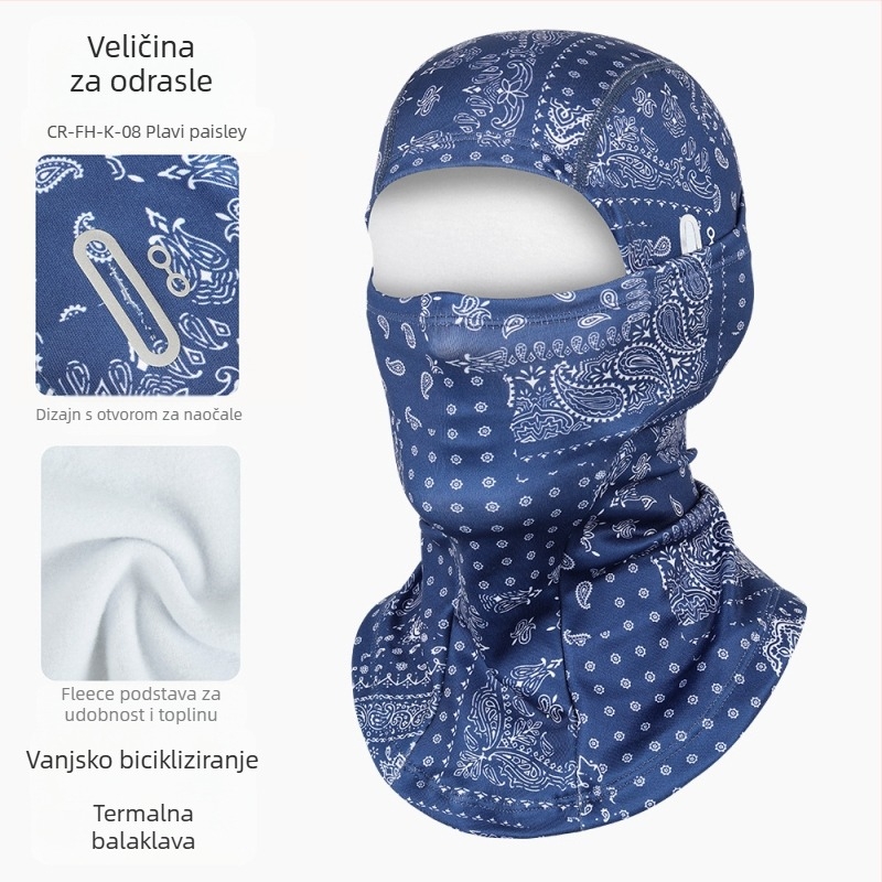 Ruidong prekogranična topla pokrivala za glavu za motocikl, flis kapa za cijelo lice, vjetrootporna i hladnootporna maska za vanjsku upotrebu, šal za zaštitu lica
