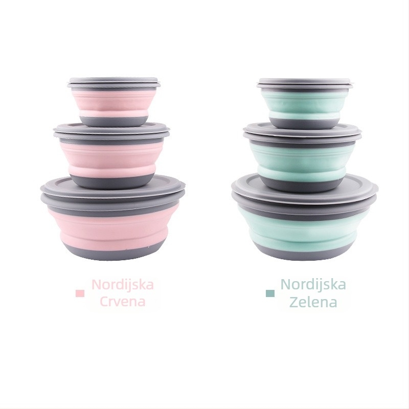 Sklopivi set zdjela Dead Mage za putovanja, vanjska zdjela za pohranu, tri zdjele, dječja zdjela, kutija za ručak, sklopiva zdjela