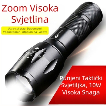 Snažna svjetiljka, punjiva aluminijska legura, pet super svijetlih vanjskih mini prijenosnih malih električnih svjetiljki dugog dometa A100