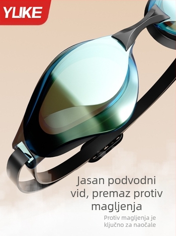 Yuke nove naočale za plivanje za muškarce i žene, galvanizirane naočale za plivanje protiv zamagljivanja s čepićima za uši, ravne lagane naočale za plivanje, veleprodaja preko granice