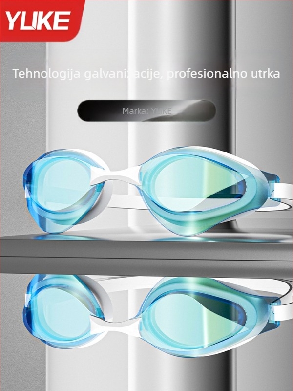 Yuke nove naočale za plivanje za muškarce i žene, galvanizirane naočale za plivanje protiv zamagljivanja s čepićima za uši, ravne lagane naočale za plivanje, veleprodaja preko granice