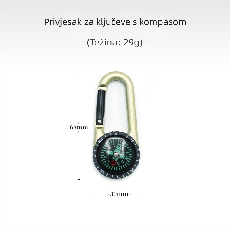 Oprema za taktičko preživljavanje na otvorenom, višenamjenski kompas, kompas, kompas od legure, planinarski privjesak za ključeve, brzo vješanje